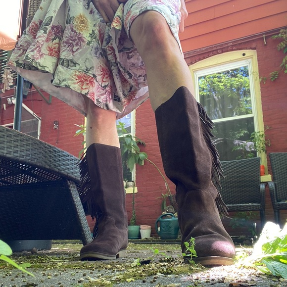 Lucky Brand Grayer Fringe Tall Boot Java Brown 9 - Picture 13 of 14